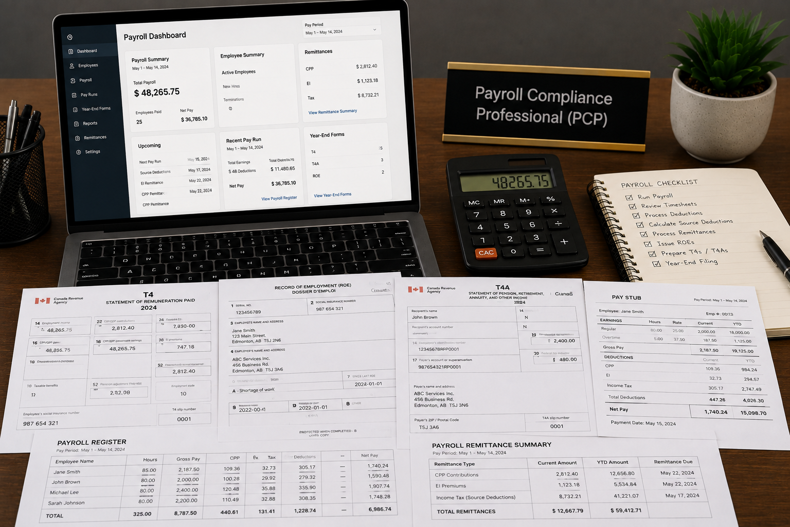 canadian payroll workspace dashboard