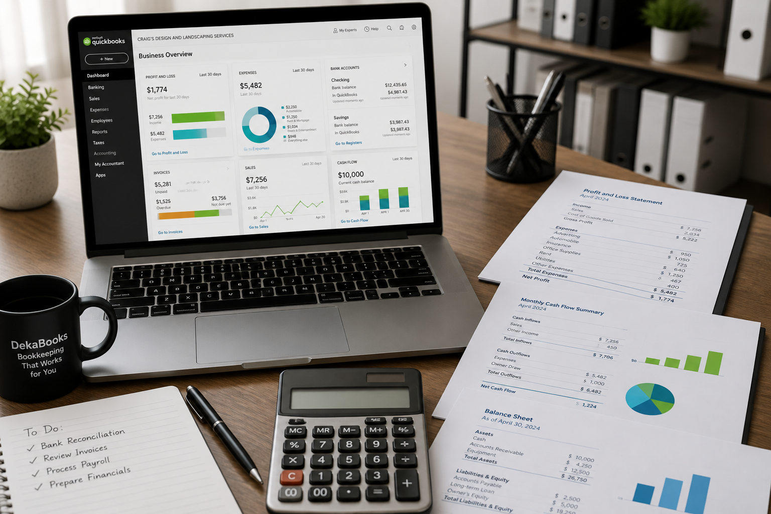 quarterly bookkeeping workspace